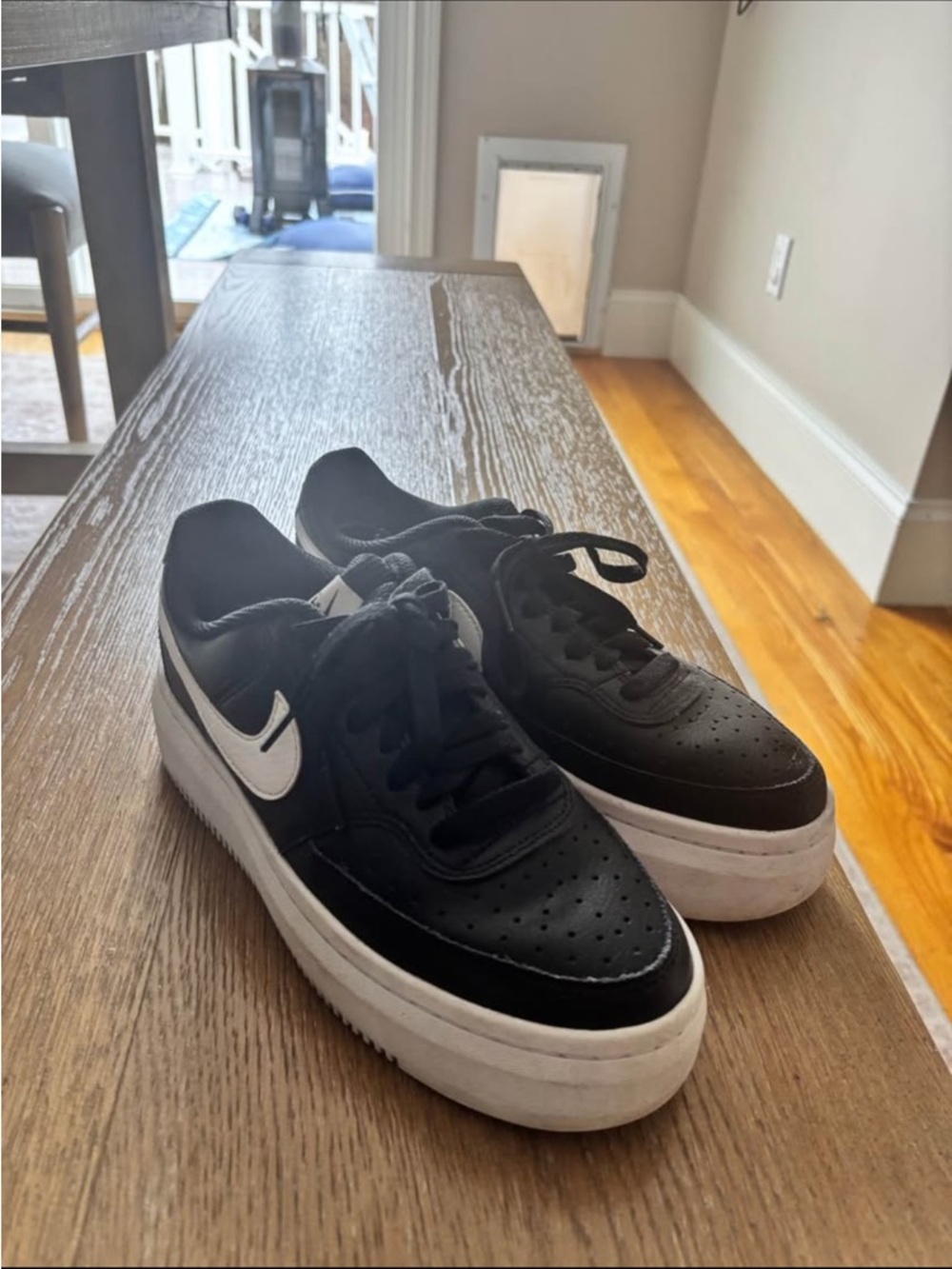 NIKE Court Vision Alta Womens Shoes Black and White Platform Sneakers